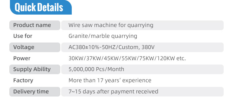 Water Consumption 3-5m3/h Diamond Wire Saw Machine for Granite Marble Stone Quarrying