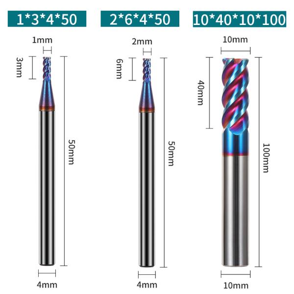 2/4 Flutes Solid Tungsten Carbide End Mill HRC 55/60/65/70 CNC Square Face End Milling Cutter Customizable OEM for Metal Fresas