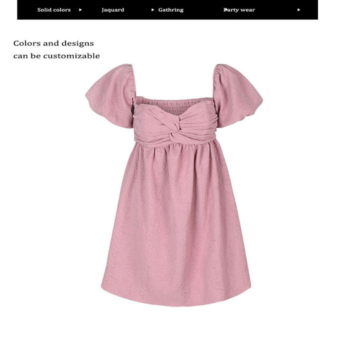 Big Puff Sleeves Solid Color Polyester Jacquard Blouse