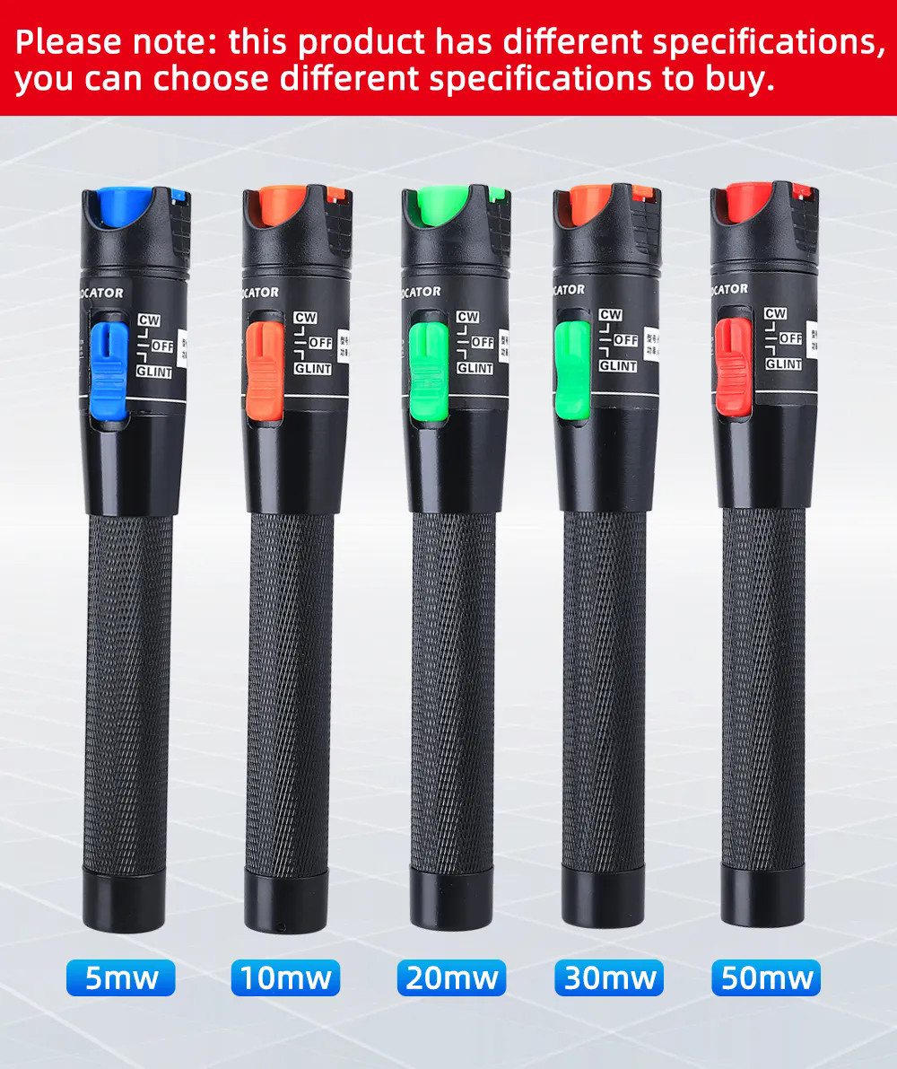 FTTH Optical fiber cable tester red laser fault tracker Universal interface 2.5MM connector SC/ST/FC Visual fault locator 5-50MW