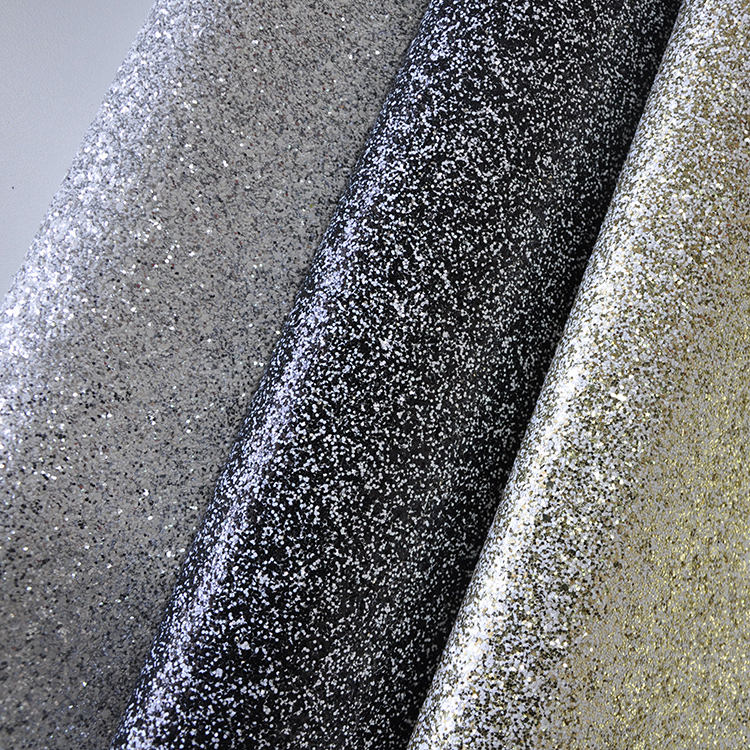 Garment Glitter Leather Fabric Customized Color Size Elegant For Handbags