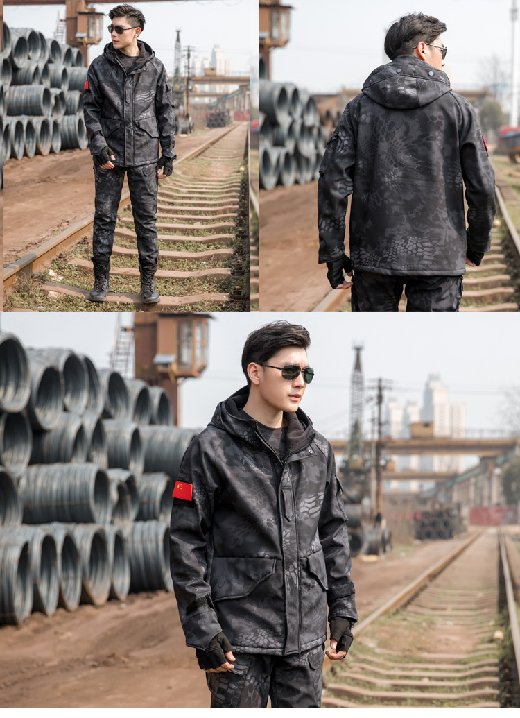 Woodland Camouflage Men's Tactical Combat Jacket Hoody Winter Coat Uniform Waterproof