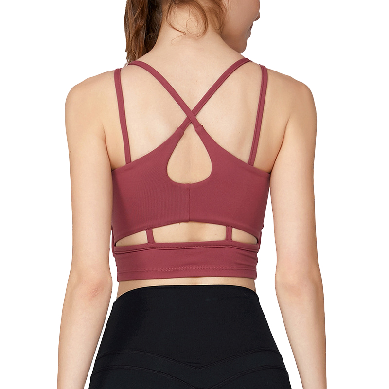 Solid Longline Medium Impact Sports Bra OEM Available Crossback Shockproof