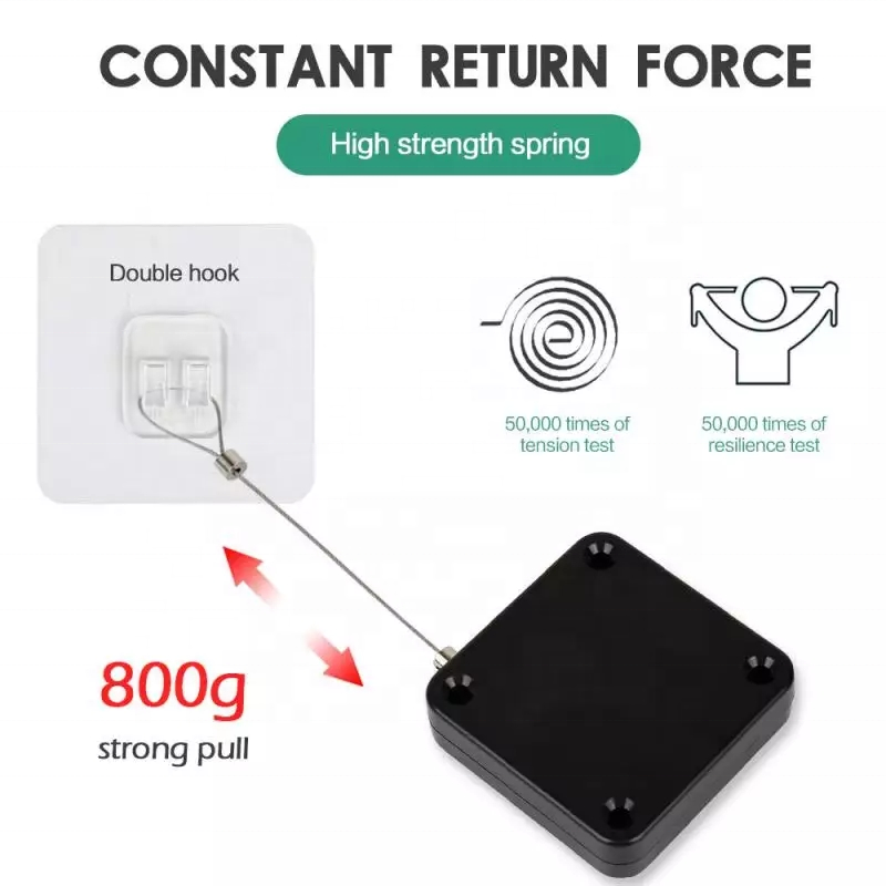 800G 1000G Black White ABS Multi-Function Punch-Free Door Closer with 44*44*1.6cm Size