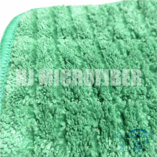 Green Color Microfiber Coral Fleece Fabric With Green Nylon Hard Wire Flat Refill Mops For Home Cleaning