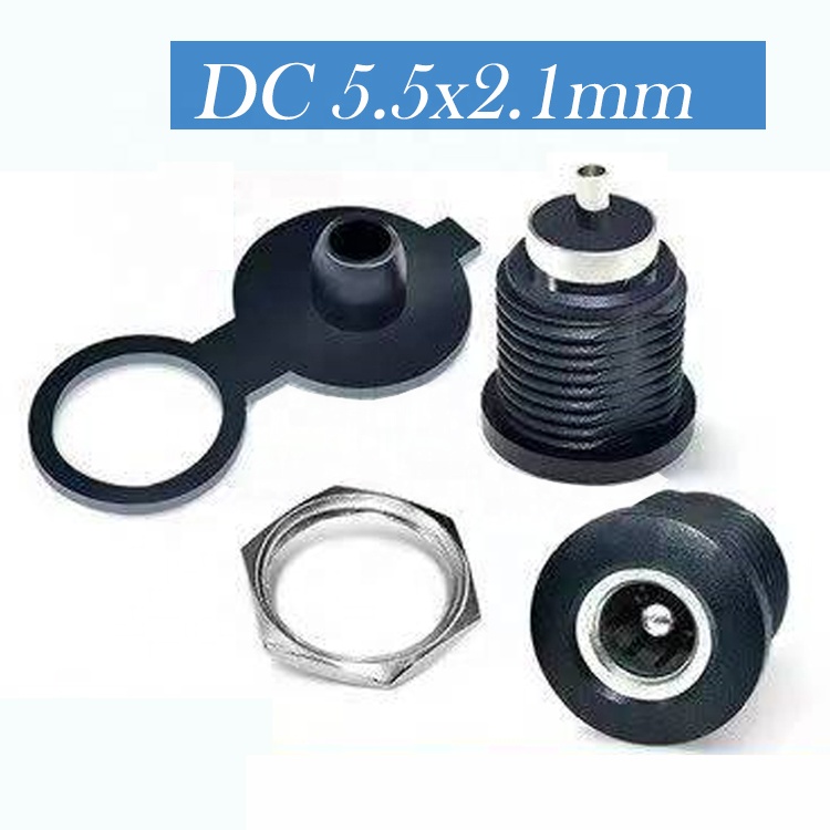 Panel Mount Threaded DC Socket Female Jack 5.5x2.1mm to 2 Wires Open Pigtail End Cable