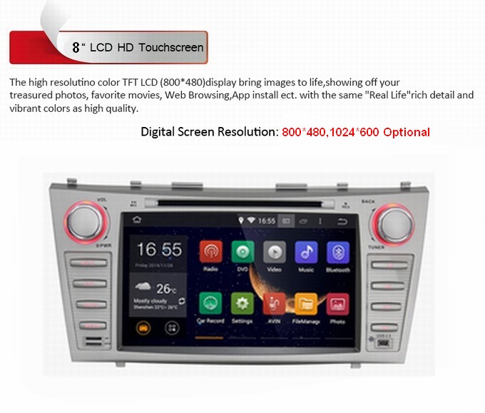 Ouchuangbo Auto Stereo Multimedia Kit for Toyota Camry 2007-2011 DVD Player 3G Wifi Android 4.4 System OCB-8811C