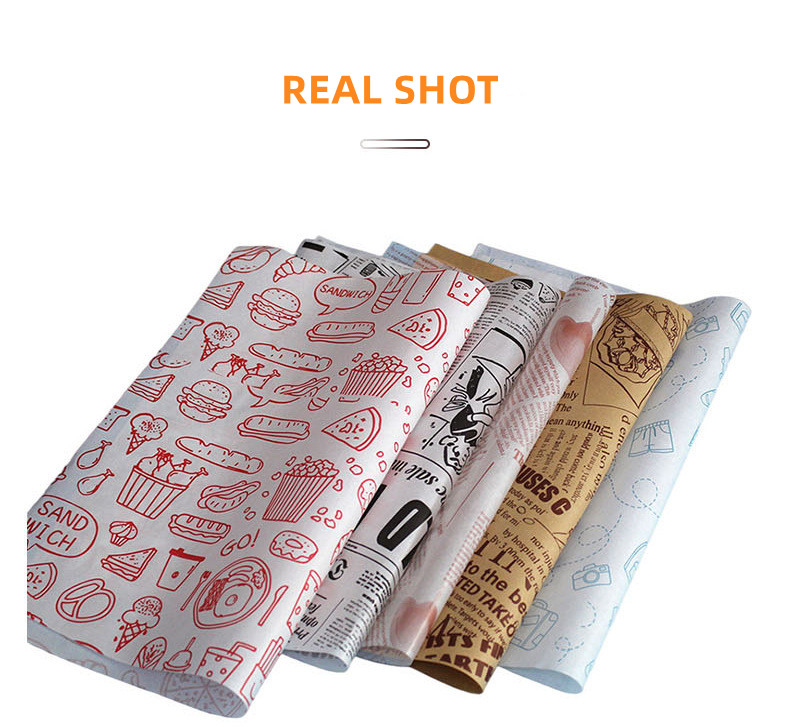 Custom Printed Hotdog Wrappers Greaseproof Wrap Kraft Paper Anti Fat Food Packaging