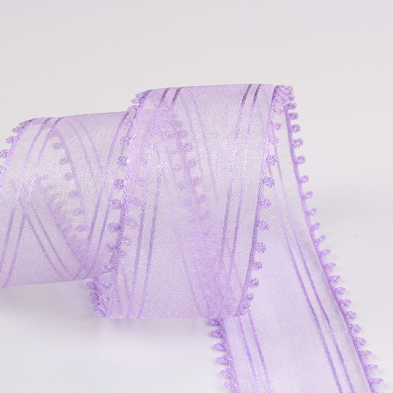 16mm-38mm Rolls Of Organza Ribbon Double Circle Edge Red Sheer Ribbon