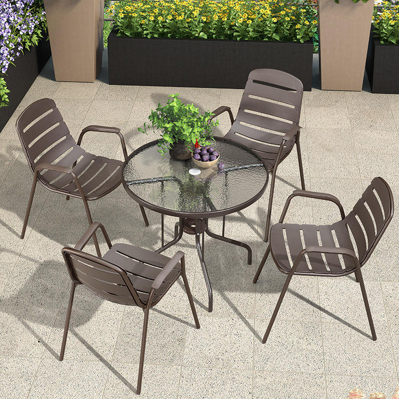 Outside Rattan Garden Table And Chairs Polyester 3 Piece Wicker Patio Set