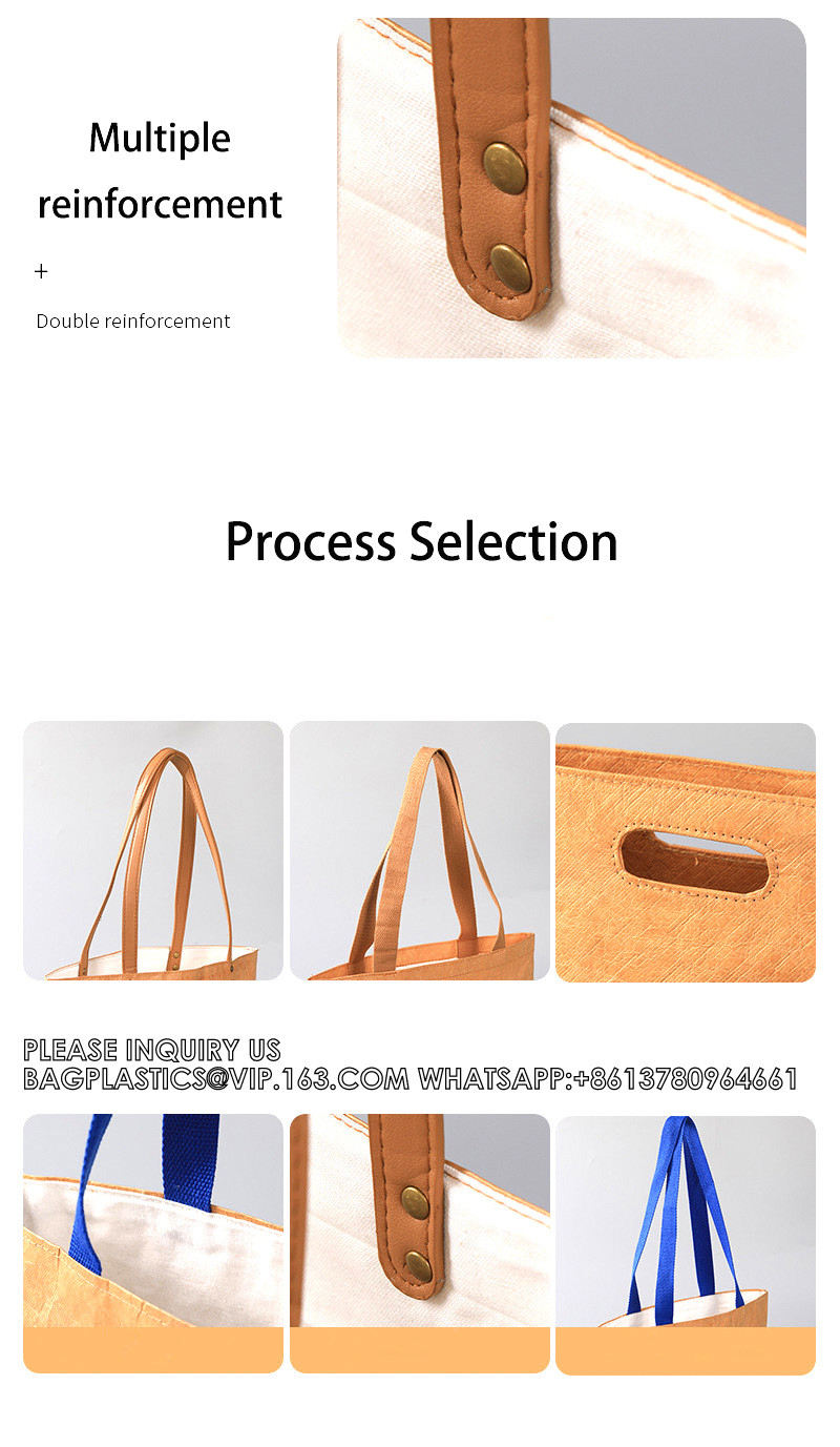 Tyvek DuPont Paper Vintage Kraft Paper Outgoing Shopping Handbag Printed LOGO Waterproof One Shoulder Bag