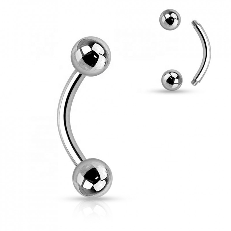 16G Internally Threaded Earrings Curved Tragus Eyebrow Bar G23 Titanium