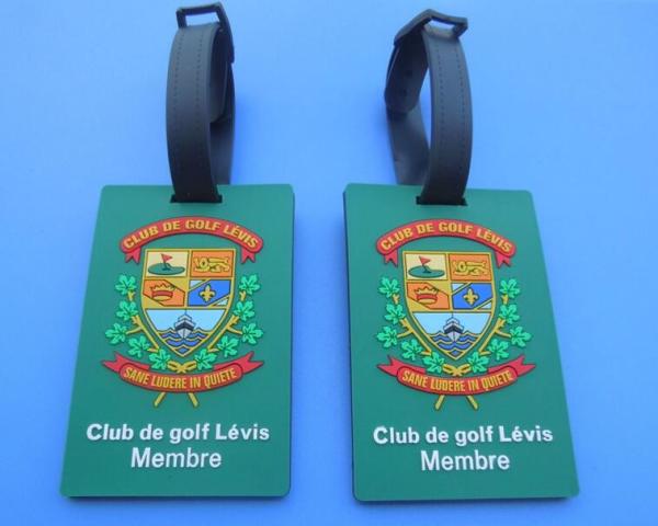 Personalized Club De Golf Levis Member 3D Soft PVC Travel Hang Bag Tags / Name