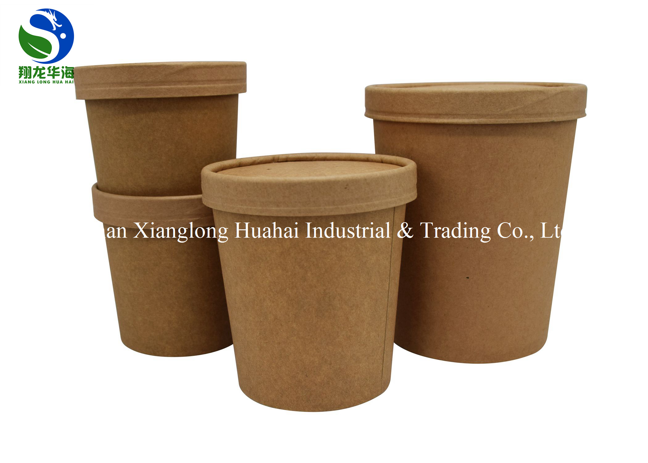Disposable packaged kraft cardboard paper soup cup takeaway paper soup bucket