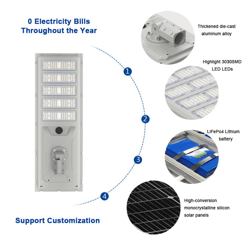 LED All in Two Street Solar Panel Light 3.2v/150ah Lifepo4 Lithium Battery Waterproof