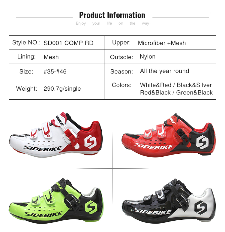 Black Ultralight Youth Road Bike Shoes Bright Color Printed Low Wind Resistance