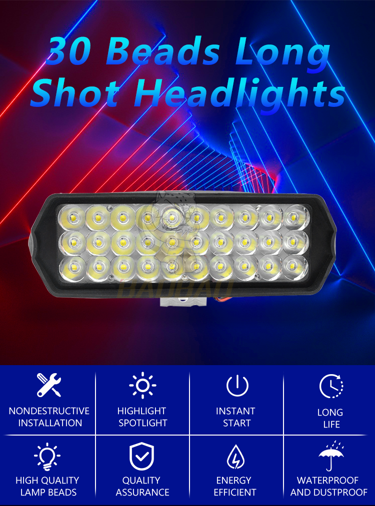 Plastic Case Red Blue White Flash 30 Beam 80V Motorcycle LED Light