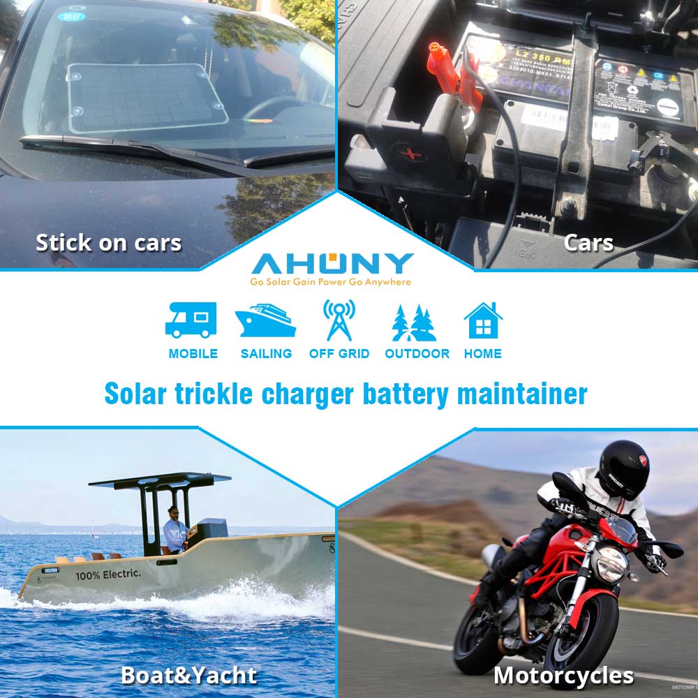 5w Solar Panel Trickle Charger For Car Charging Automobile Motorcycle Boat