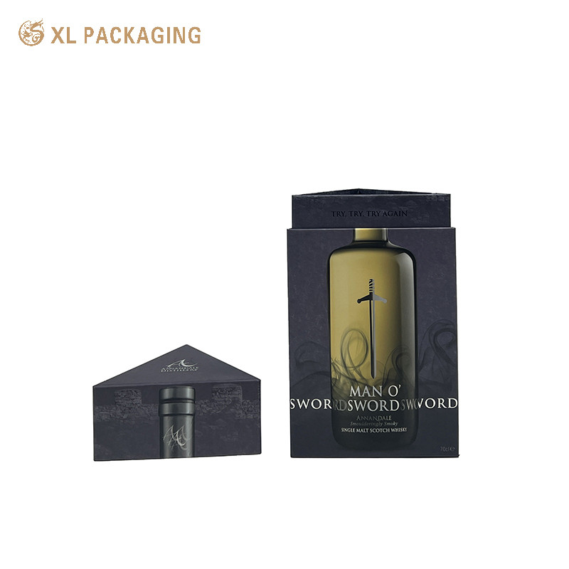 OEM Luxury Triangle Shape Cardboard Wine Bottle Box Rigid Paper Gift Packaging Box