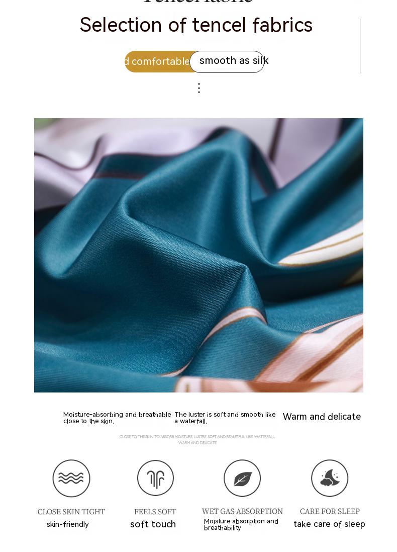 Fashionable Washed Tencel Bedsheets Sets Bedding Set Eco-friendly and Soft Hand Feel