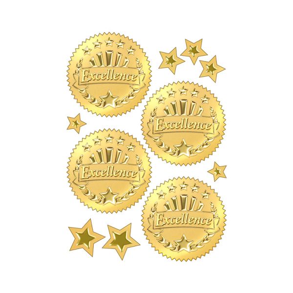 2" Round Self Adhesive Gold Foil Embossing Seal Stickers Serrated Edge