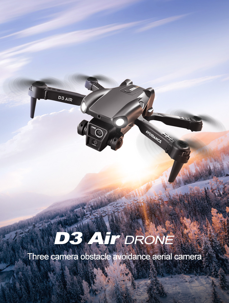 2024 D3 Air Drone LED Light 360-degree Tumbling Headless Mode Optical Flow Positioning Foldable RC Drone for Beginners