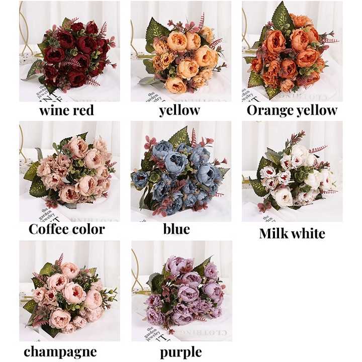 Wholesale High Quality Natural-like Peony  Clove Artificial Flower bunch Wedding Simulated Rose Flowers Plants for Decoration