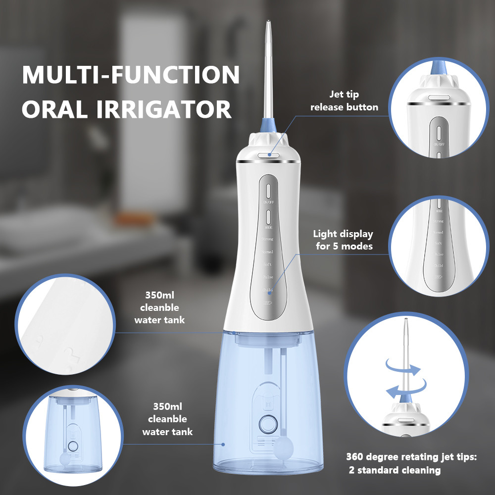 Ultralight 350ml Travel Size Water Flosser , Type C Dental Care Oral Irrigator