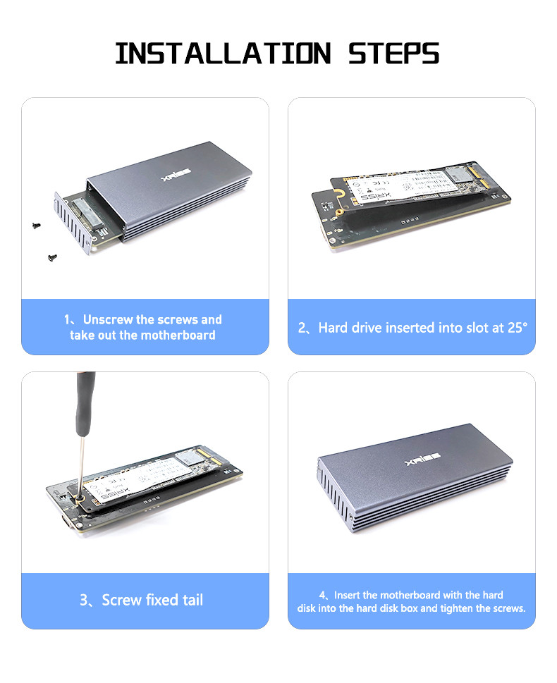 SSD External Hard Drive Enclosure USB3.0 For Apple Flash MacBook