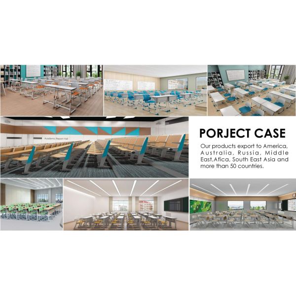 Fixed Height Double Student Desks Environmentally Friendly Classroom Tables And Chairs