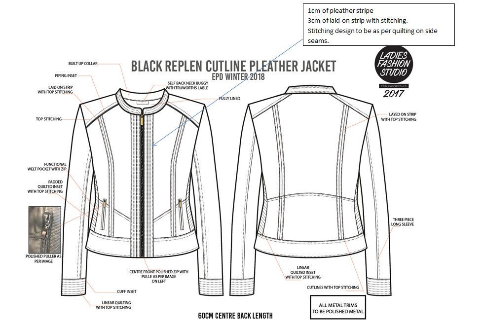 Black Pu Leather Coat / Pleather Biker Jacket With Multi Top Stitching Tw75796