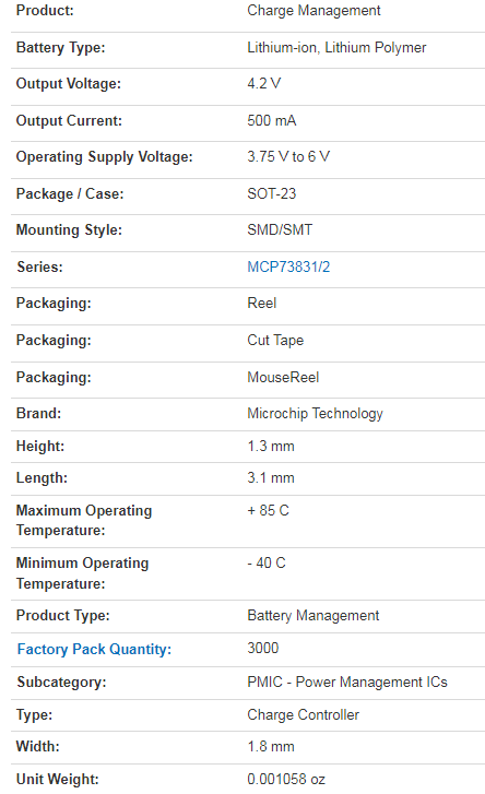 MCP73832T-2ACI OT IC Battery Integrated Circuit For Battery Management Charge