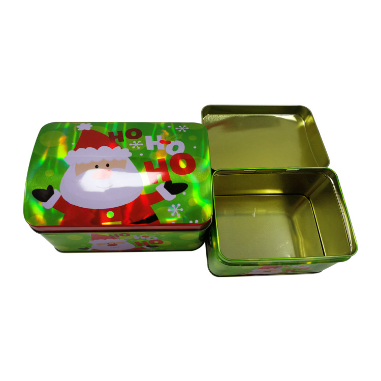 Small CMYK Printing Bulk Christmas Tins With Lids In Set Of 2