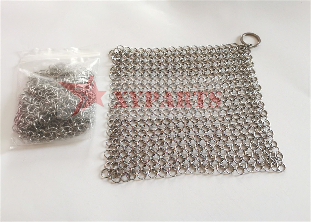 Customizable 7x7inch Chain Mail Cast Iron Cleaner Rust Resistance