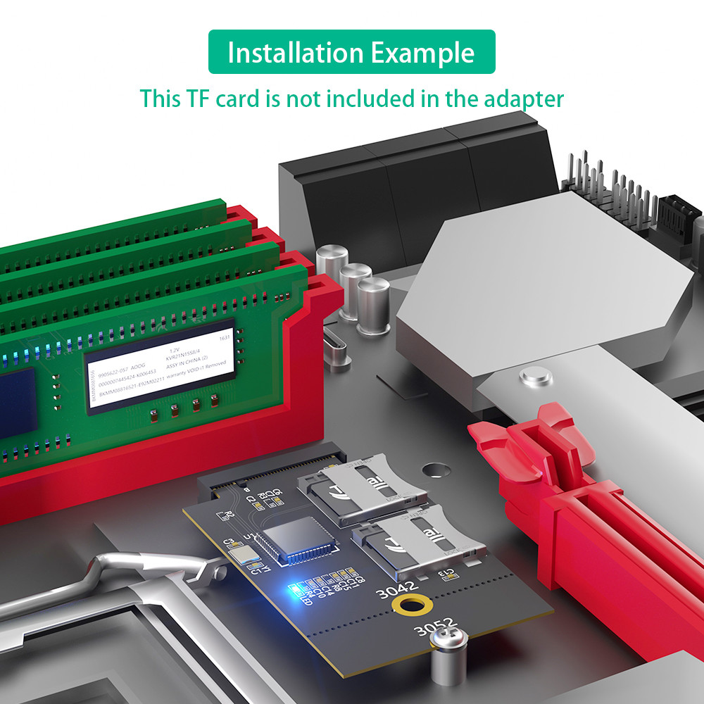 Dual Micro SD Card, TF Card to NGFF M.2 Key B Adapter(Supports USB Bus, not SATA Bus)