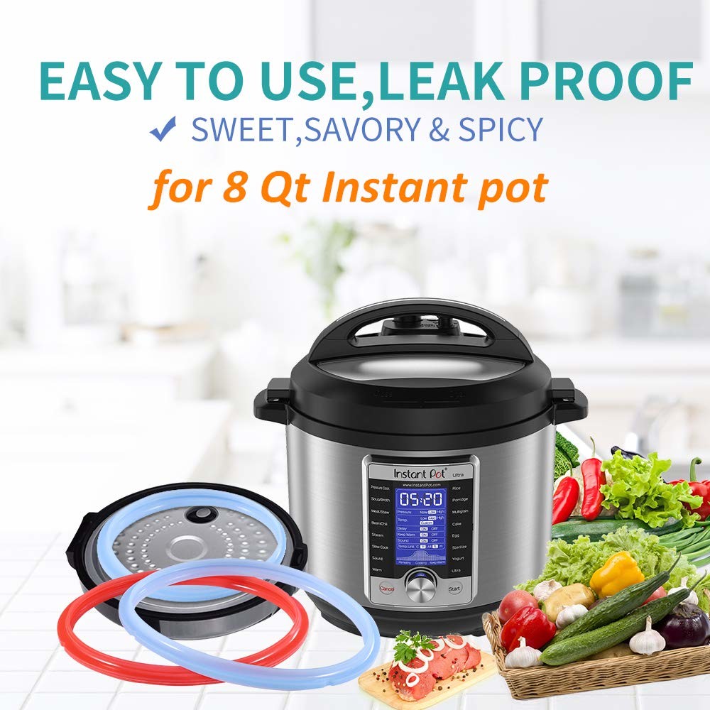Silicone Instant Pot 2 Pack Sealing Ring 3 QT 5QT 6QT 8QT For 6 Qt Power Cooker Inner Pot Seal