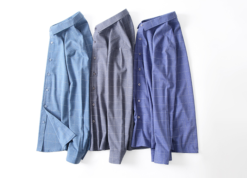 Polyester Fiber Viscose Custom Logo Men's Shirts Long Sleeve Shirt Casual with Lining