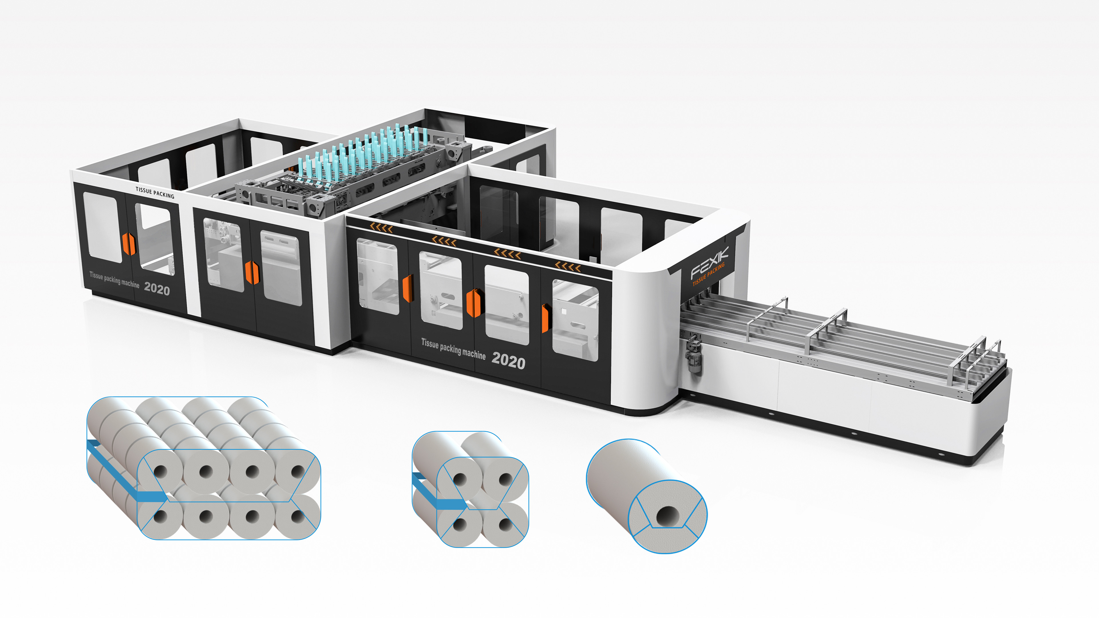 60packs/Min Wrapping Paper Machine , 45mic Automatic Roll Packing Machine