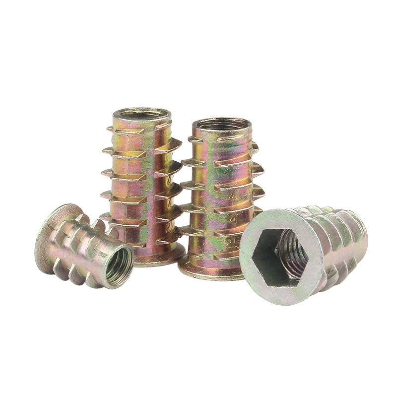 M4 M5 M6 M8 M10 100pcs For Hexagon Thread Nut Furniture Wood Insert Nut Color Zinc Plated Furniture Nuts