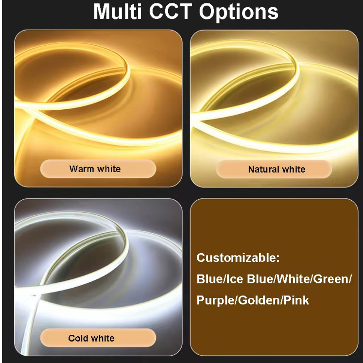 110V 220V Waterproof COB LED Light Strip With PVC Glue Customizable Blue / Ice Blue / White / Green / Purple / Golden / Pink