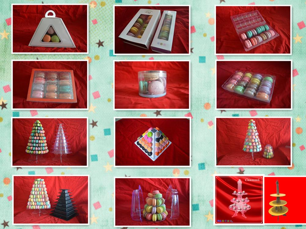 7 Layer Thin 1mm Plastic Macaron Packaging Pyramid Mini Macaron Stand