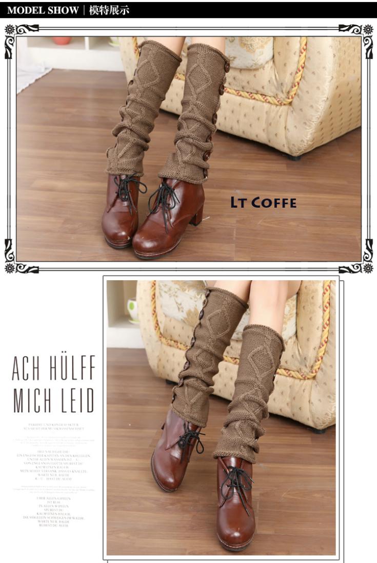 leg warmers loose socks wool blend button down pierced decoration boot socks fashion