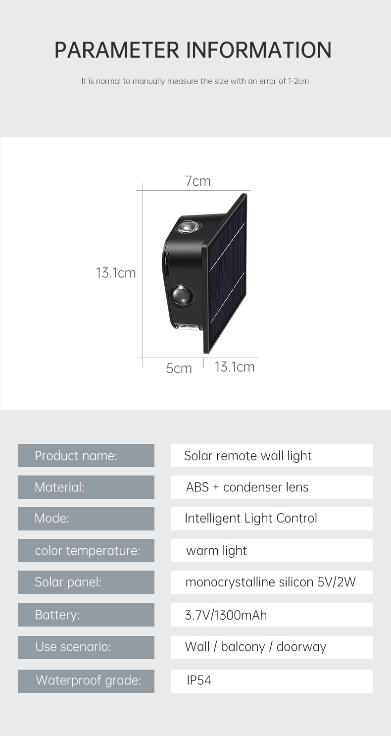 70LM UP Down Wall Mounted Solar Light With Polycrystalline Silicon Solar Panel OEM