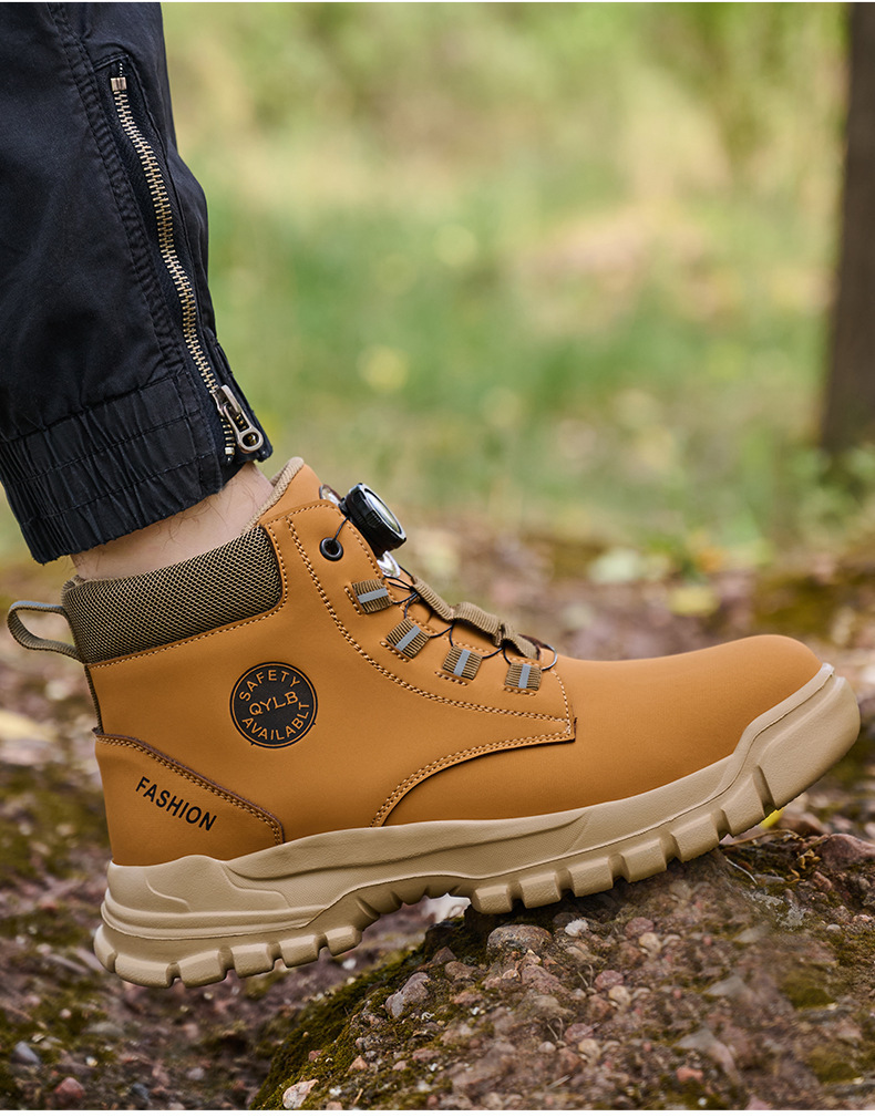 Wheat Security Work Boots Microfiber Leather Safety Boots With Stab-smash Steel Toe Kevlar Midsole And EVA Sole