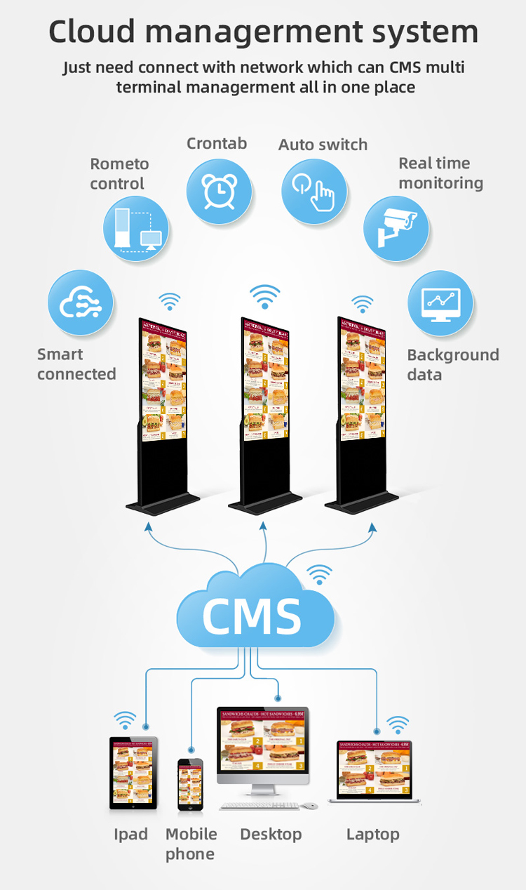 43" TFT Floor Standing Outdoor Digital Signage With Touch Screen ODM