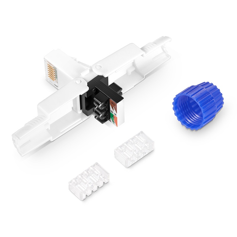 Professional Utp Cat6A Toolless RJ45 Male Connector Keystone Jack by Exact Cables