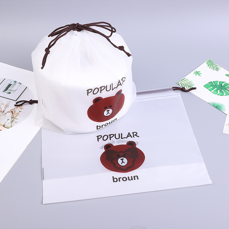 Poly EVA / PVC/ PE Frosted Drawstring Plastic Bag Cartoon Animal Felt
