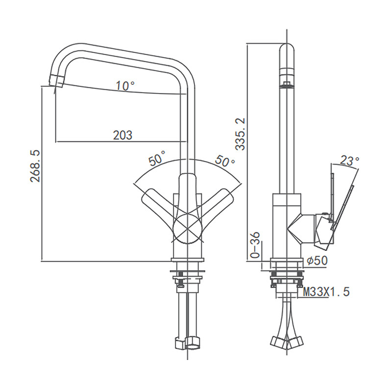 203mm Kitchen Mixer Faucet Hot Cold Water Brass Chrome Polished
