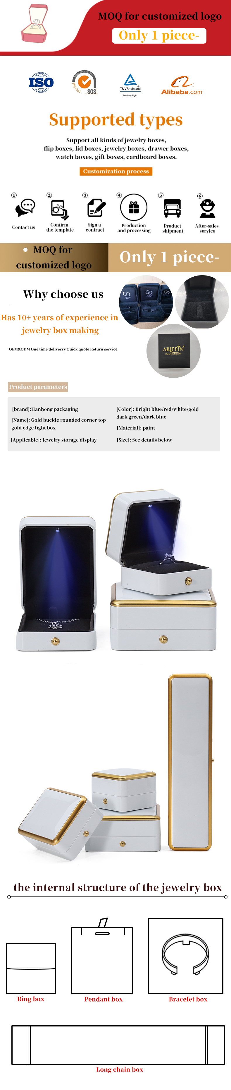 High End Luxury Light Up Jewelry Box Jewelry Storage Case With Soft Velvet Interior