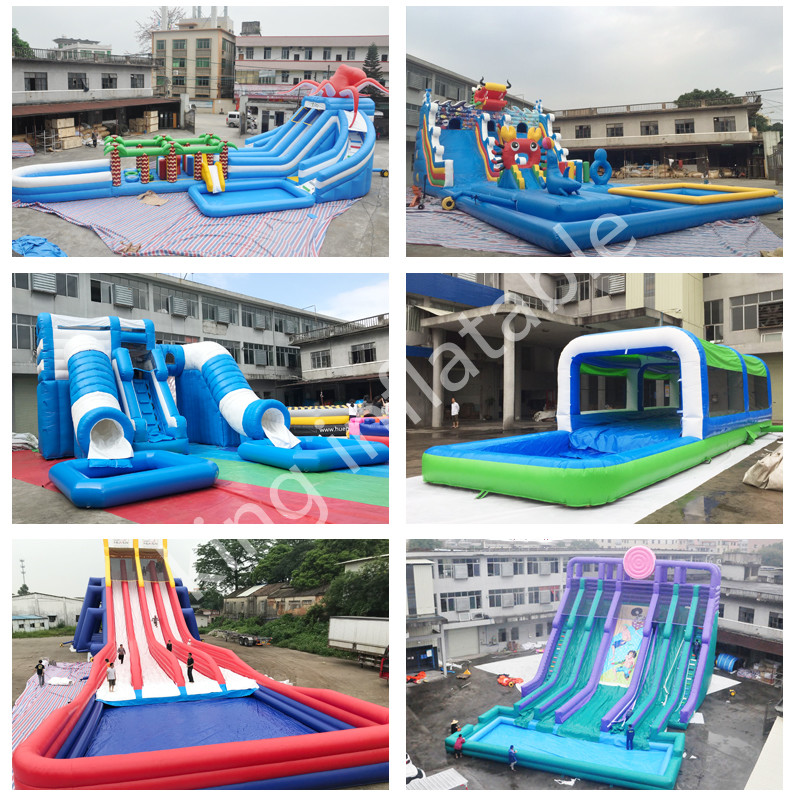 0.55mm High Commercial Park Inflatable Water Slide Sports Game